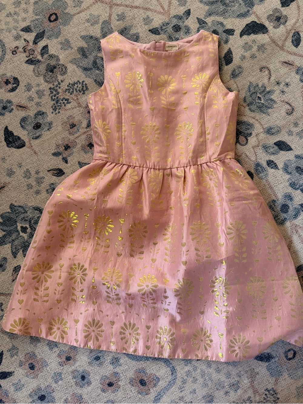 Crewcuts Pink Dress with Gold Floral Foil size 12 girls